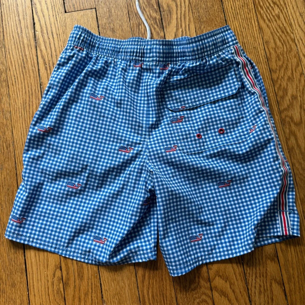Vineyard Vines Blue Checkered Swim Trunks - Size Small (8-10) - NWOT